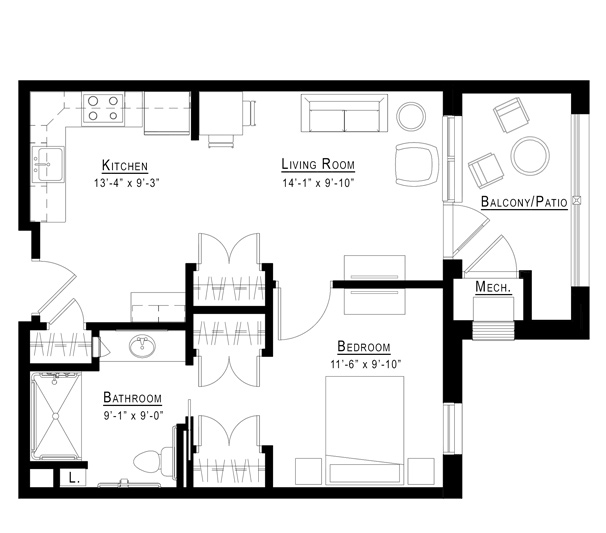 One Bedroom Floor Plan